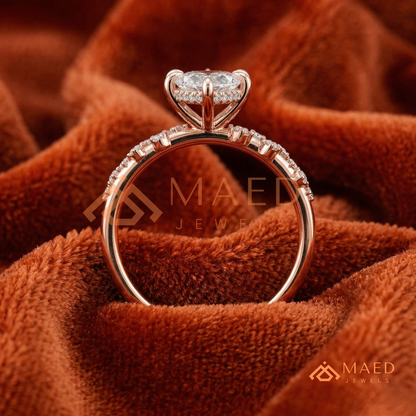 Vintage Marquise Cut Engagement Ring | Cluster Vine Band in 14K Gold, Rose Gold & Sterling Silver