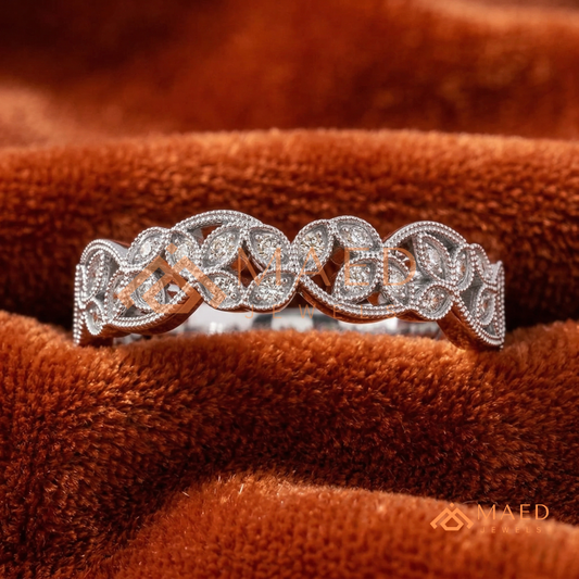Amara Milgrain Botanical Eternity Band | Silver, 14K Yellow, & Rose Gold