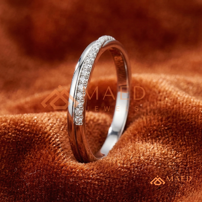 Scattered Baguette & Round Cut Diamond Wedding Band | Mosaic Cluster Anniversary Ring in Silver, 14K Gold, & Rose Gold