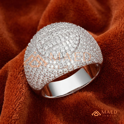 Heavy Square Iced Baguette Signet Ring – 925 Silver, 14K Gold & Rose Gold