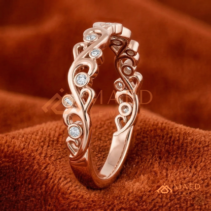 The Amoret Crown Band | Delicate Bezel Diamond Tiara Wave Ring