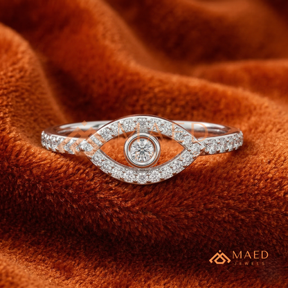 Diamond Evil Eye Ring in 14K White Gold | Protection Jewellery