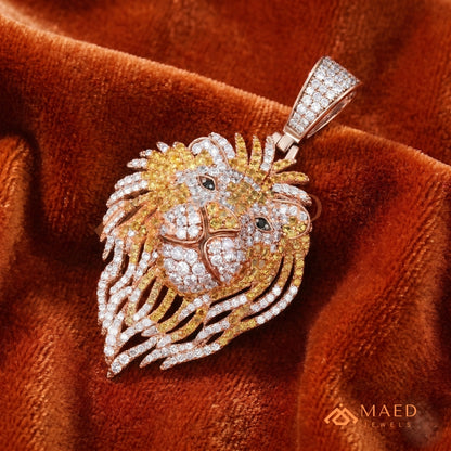Majestic Lion Head Statement Pendant – Iced Out Diamond-Style Medallion
