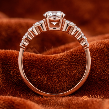 Botanical Marquise Cluster Engagement Ring with Round Center Stone