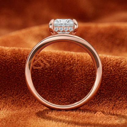 Princess Cut V-Band Solitaire Engagement Ring in 14K Gold, Rose Gold & Silver