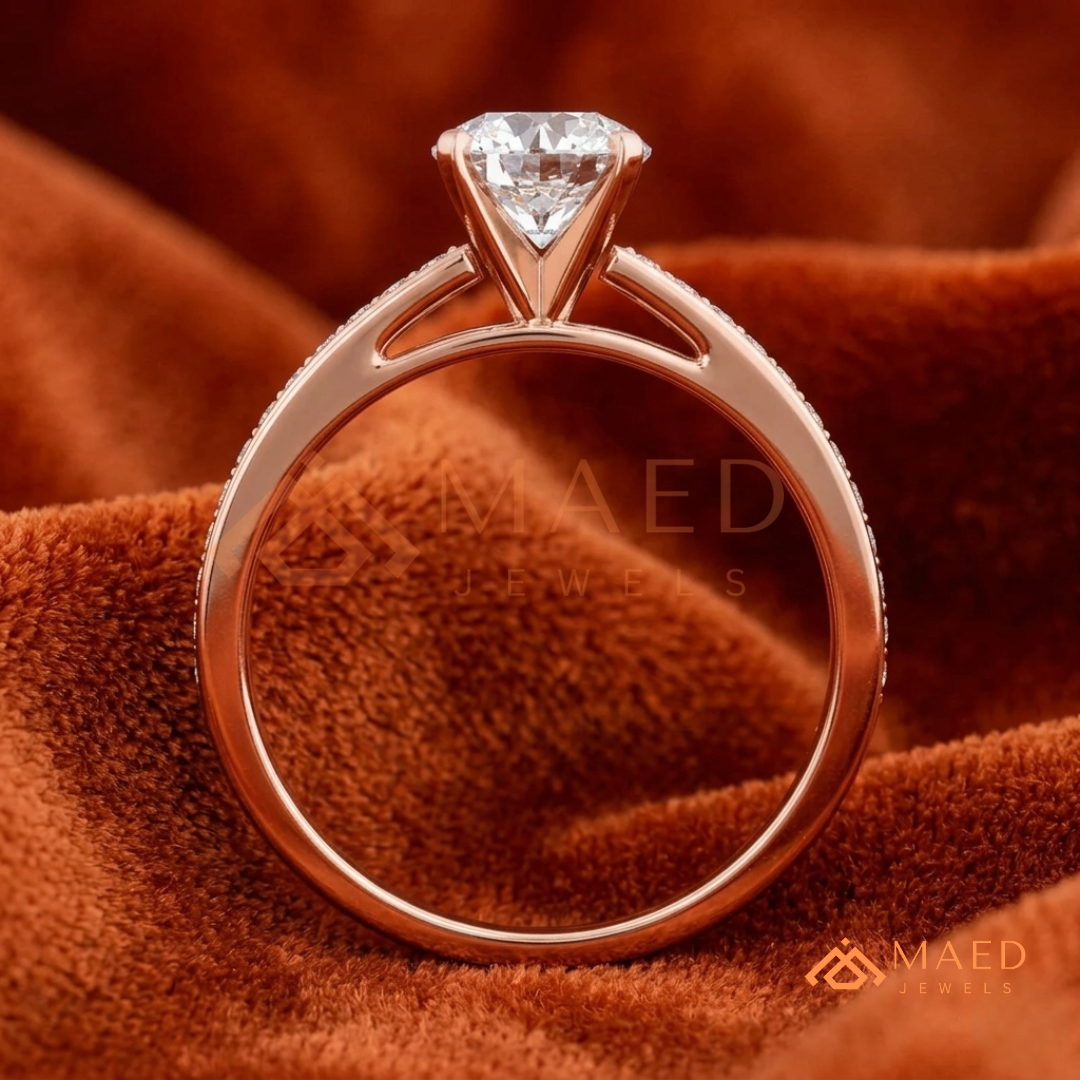 Elegant Oval-Cut Solitaire Engagement Ring with Pavé Band