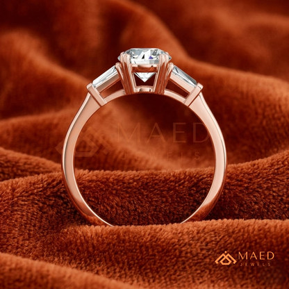 Classic 3-Stone Tapered Baguette Ring in 14K Yellow Gold, Rose Gold & Sterling Silver