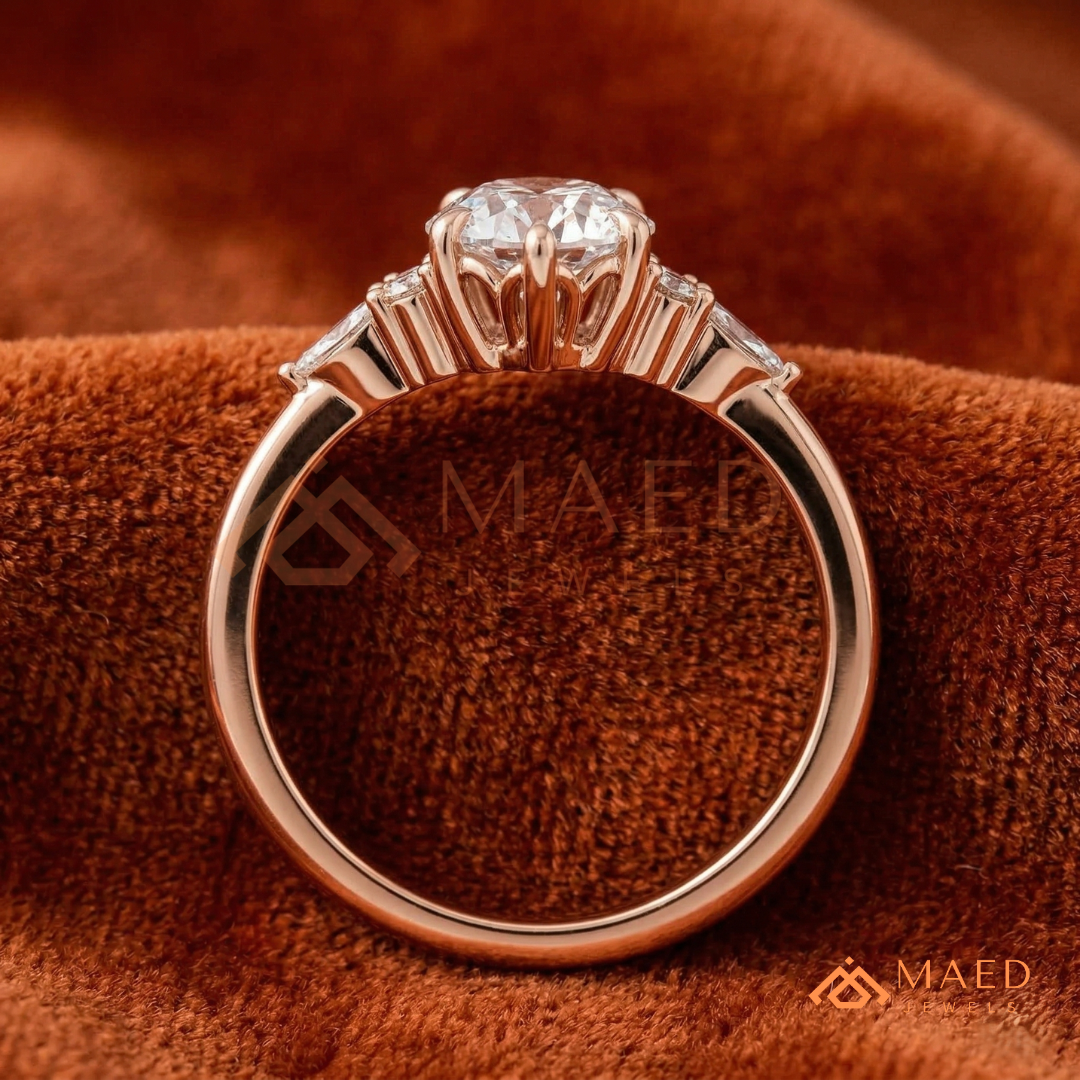 Classic Round Brilliant [Gemstone Type] Tiffany Style Ring in 14K Yellow Gold, Rose Gold & Silver