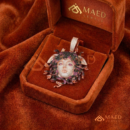 Fully Flooded Multi-Color Medusa Head Charm – Exotic Serpent Pendant
