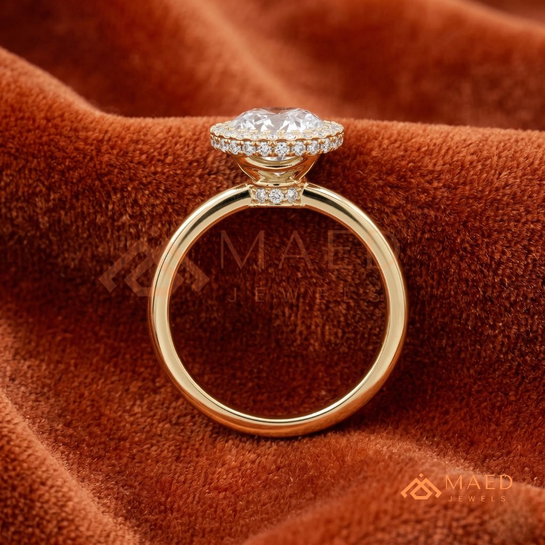Classic Round Cut Moissanite Halo Engagement Ring in 925 Sterling Silver, 14K Gold & 14K Rose Gold | Solitaire Halo Wedding Ring for Women
