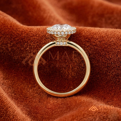 Classic Round Cut Moissanite Halo Engagement Ring in 925 Sterling Silver, 14K Gold & 14K Rose Gold | Solitaire Halo Wedding Ring for Women