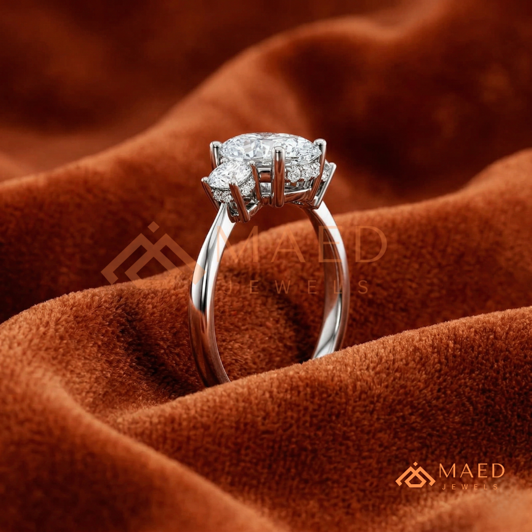 : Oval Cut 3-Stone Engagement Ring in Sterling Silver, 14K Gold & 14K Rose Gold