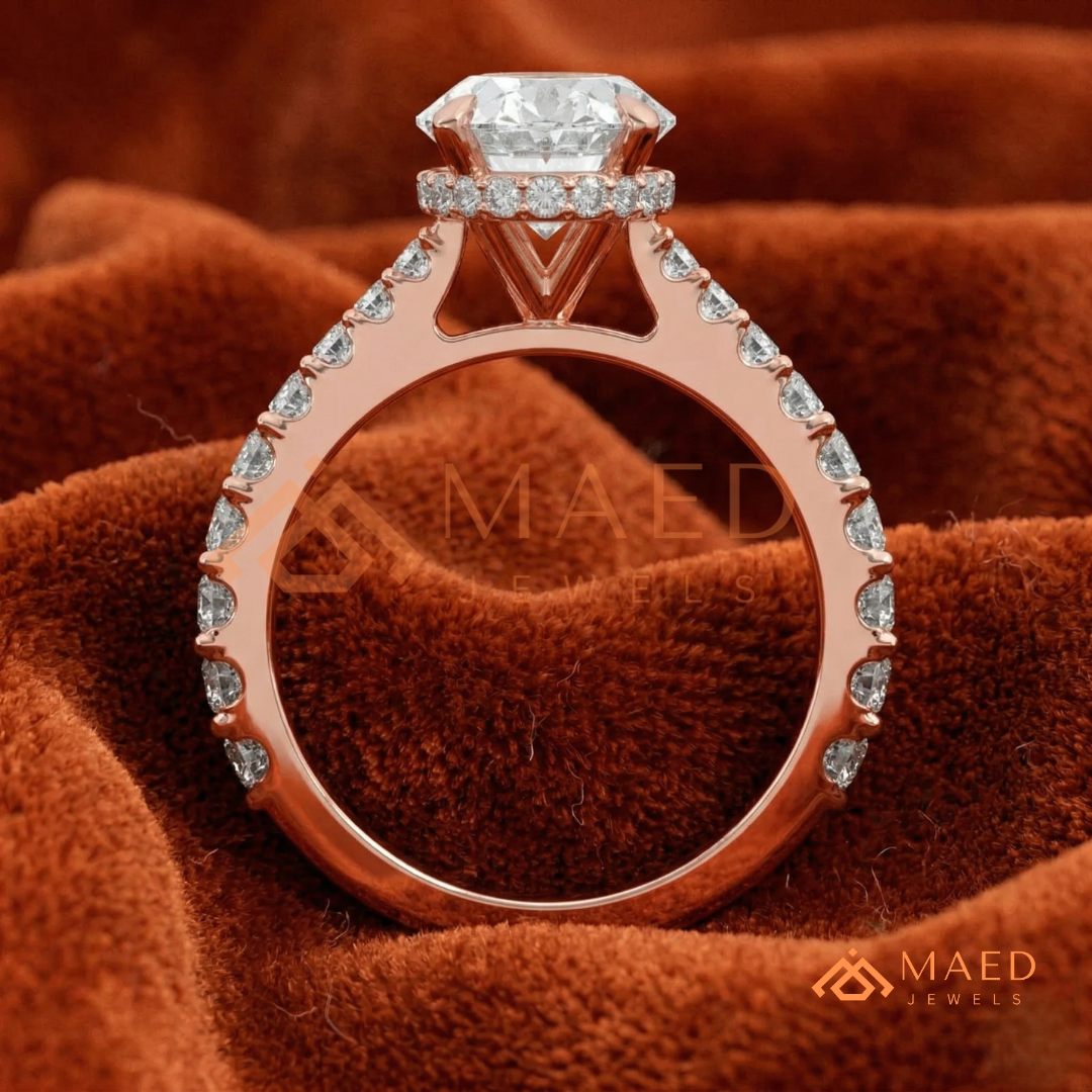 Oval Cut Engagement Ring with Shared Prong Band | 14k Gold, Rose Gold & Silver