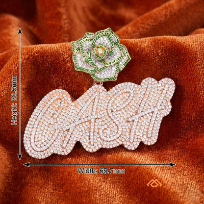 Iced Out "CASH" Money Rose Pendant – 14K Gold, Rose Gold & Sterling Silver Hip Hop Charm