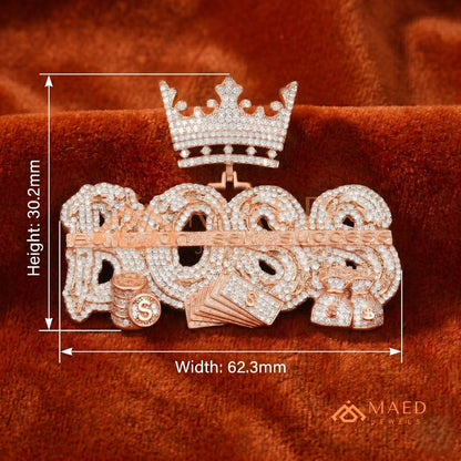 "BOSS" Crown Statement Pendant – Iced Out Success Medallion