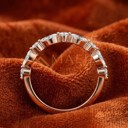 he Lyra Shared Prong Band | Slim Marquise & Round Stackable Eternity Ring