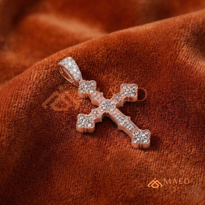 The Cathedral Pavé Cross | Ornate Trefoil Gothic Crucifix Pendant
