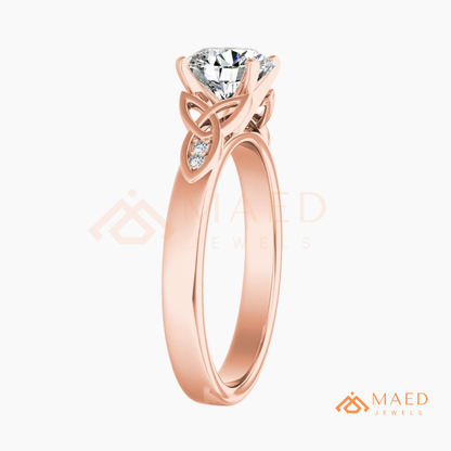 Radiant Cut 3-Stone Engagement Ring with Pear Side Gems & Pavé Band