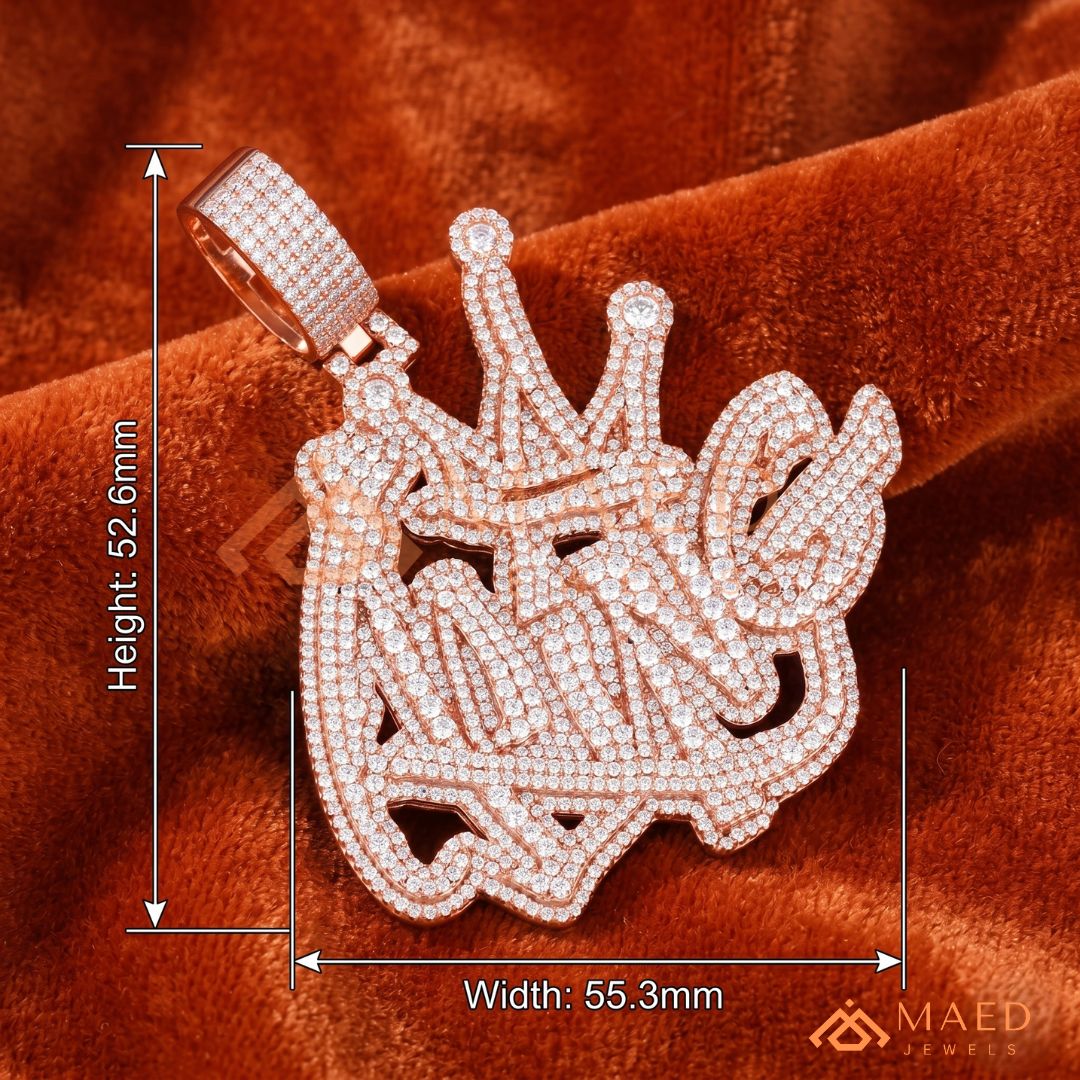 Iced-Out "KING" Crown Pendant – Premium Micro-Pave Diamond Finish