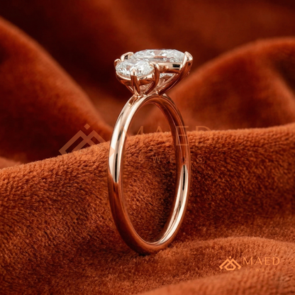 Toi et Moi Dual Pear Cut Bypass Engagement Ring in 14K Gold, Rose Gold & Silver