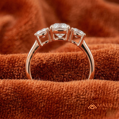 Classic Oval 3-Stone Trilogy Engagement Ring in Gold, Rose Gold & Silver