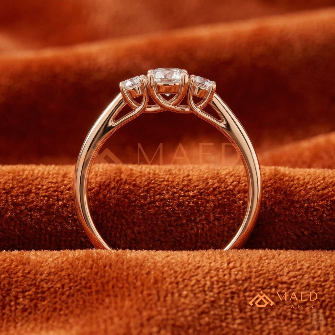 The Trinity Round Brilliant Past Present Future Ring – Silver, 14K Yellow & Rose Gold