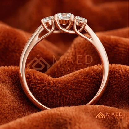 Classic Round Brilliant Cut Three Stone Ring | 14k Gold, Rose Gold & Silver