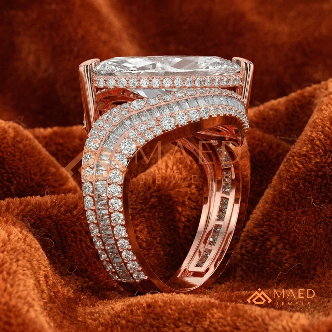 Marquise Cut Bypass Cocktail Ring in Sterling Silver, 14K Gold & 14K Rose Gold