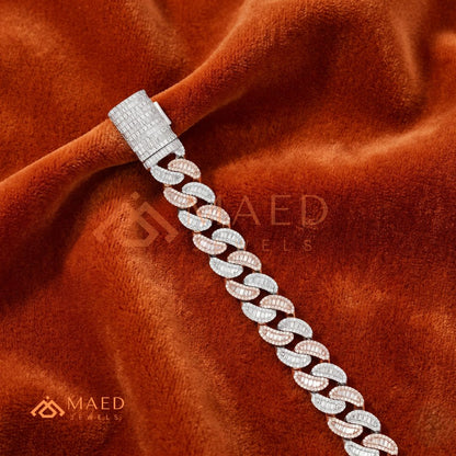 Iced Baguette Cuban Link Bracelet – 925 Silver, Gold & Rose Gold