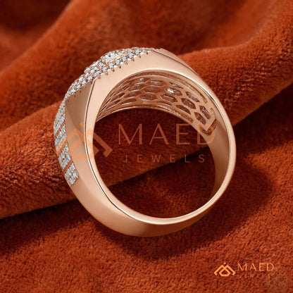 Men's Iced-Out Dollar Sign Signet Ring | Sterling Silver, 14K Gold & Rose Gold