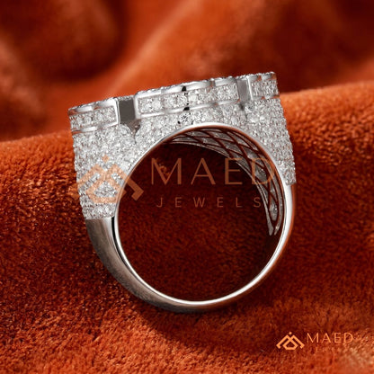 Men's Iced-Out 3D Cross Statement Ring | Silver, 14K Gold & Rose Gold