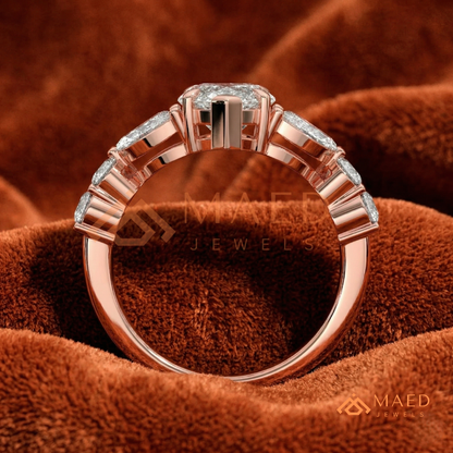 Marquise Cut Leaf Cluster Engagement Ring | 14k Gold, Rose Gold & Sterling Silver
