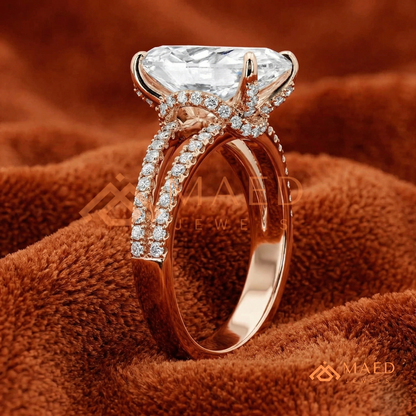 Nature-Inspired Radiant Cut Three-Stone Engagement Ring with Thorn Band in Silver, 14K Gold & Rose Gold