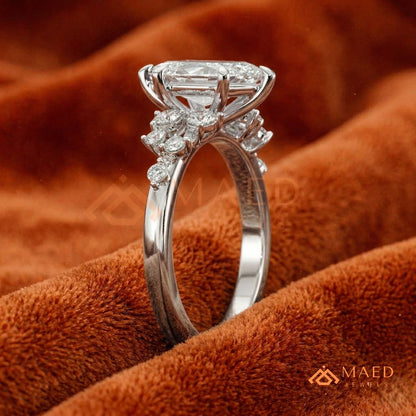 Vintage Marquise Cut Cluster Engagement Ring in 14K Gold, Rose Gold & Silver