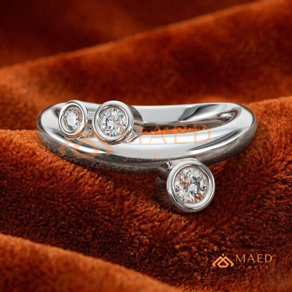 Modern Floating Three-Stone Toi et Moi Ring – Silver, 14K Yellow & Rose Gold