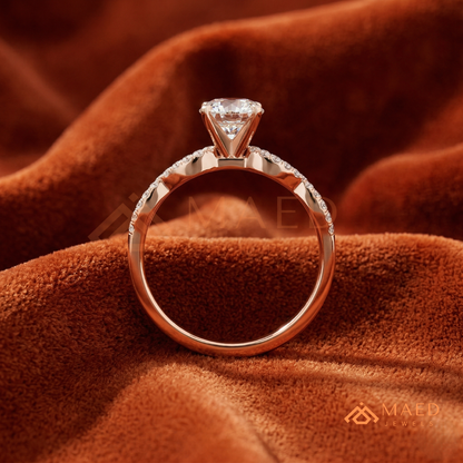Intertwined Vortex Halo Diamond Simulant Ring in 14K Yellow Gold, Rose Gold & Silver