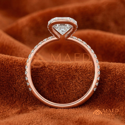 Modern Round Cut Open Arc Halo Engagement Ring in 14K Gold, Rose Gold & Silver