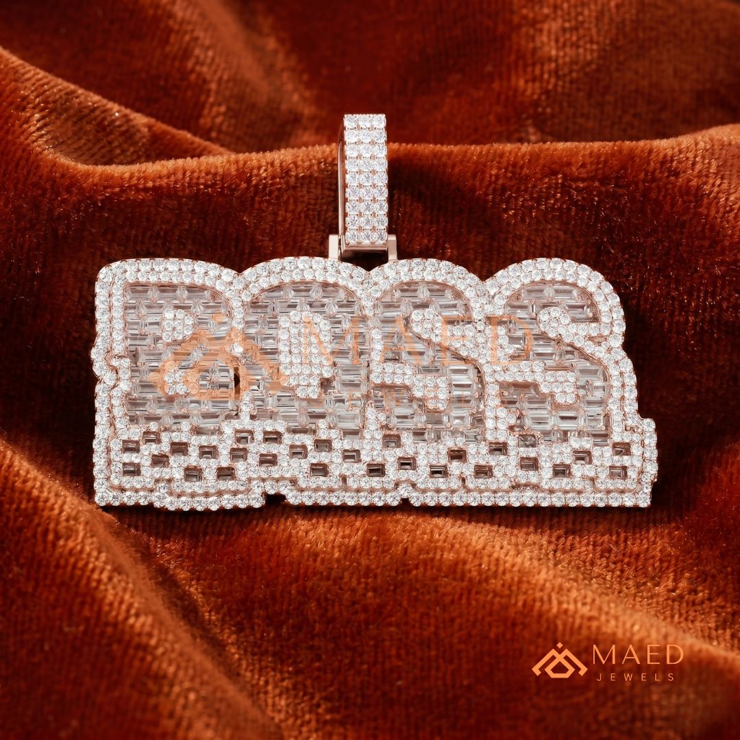BOSS Luxury Diamond Letter Pendant - Sterling Silver, 14K Gold & Rose Gold