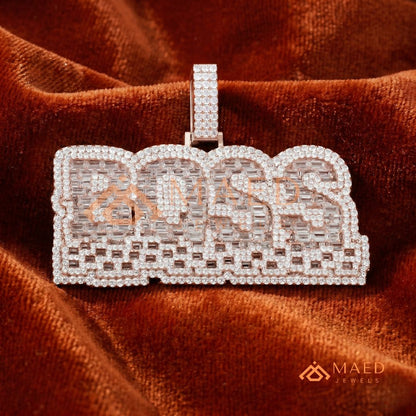 BOSS Luxury Diamond Letter Pendant - Sterling Silver, 14K Gold & Rose Gold