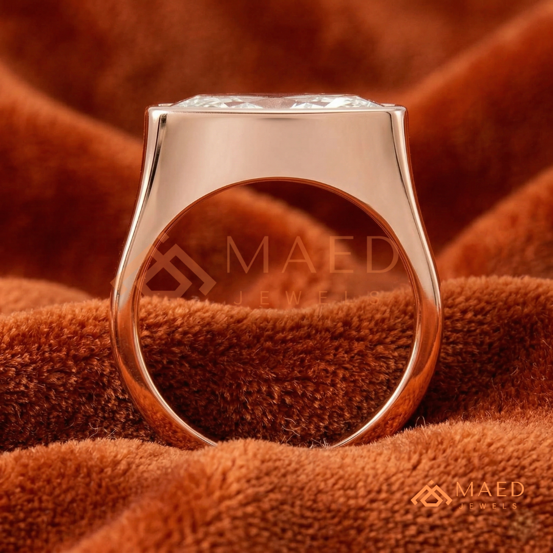 East-West Marquise Cut Bezel Engagement Ring | 14k Gold, Rose Gold & Sterling Silver Modern Solitaire Band