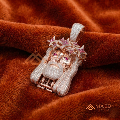 Fully Flooded Jesus Head Statement Charm – Crown of Thorns Hip Hop Pendant