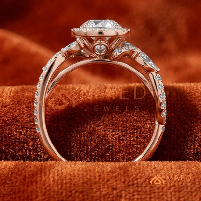 Radiant Cut Double Halo Engagement Ring with Twisted Shank