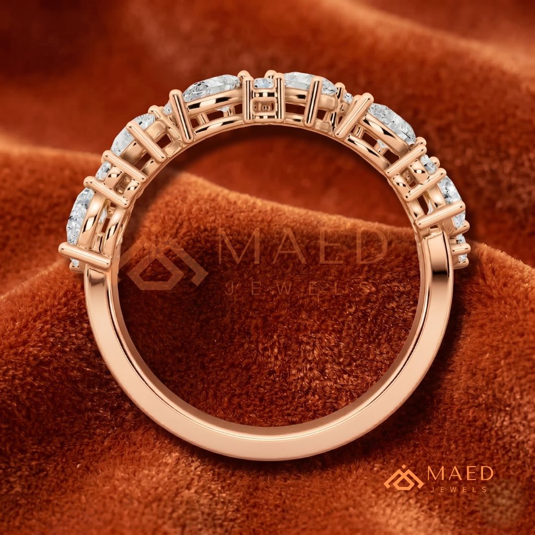 The Amara Scattered Cluster Band | Asymmetric Pear & Round Wave Ring
