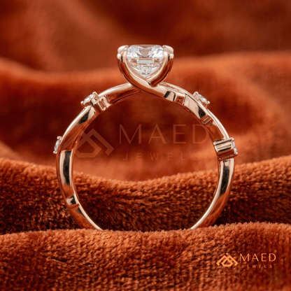 Enchanted Vine Radiant Cut Ring | Nature-Inspired Branch Wedding Band | 14K Gold, Rose Gold & Sterling Silver
