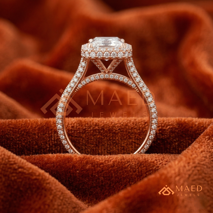 Radiant Cut Halo Engagement Ring in Sterling Silver, 14K Gold & 14K Rose Gold