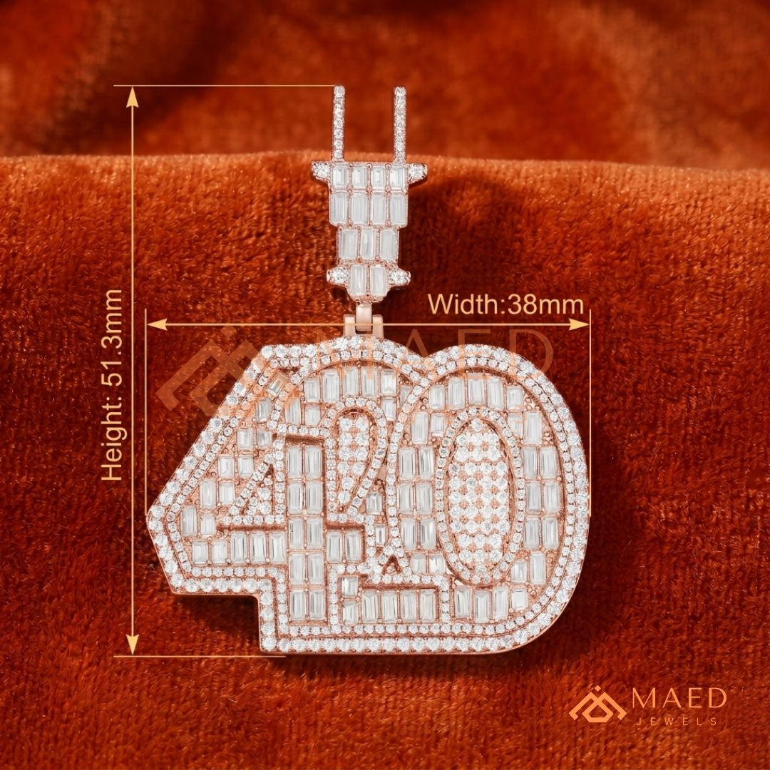 Baguette Diamond 420 Statement Pendant with Electrical Plug Bail