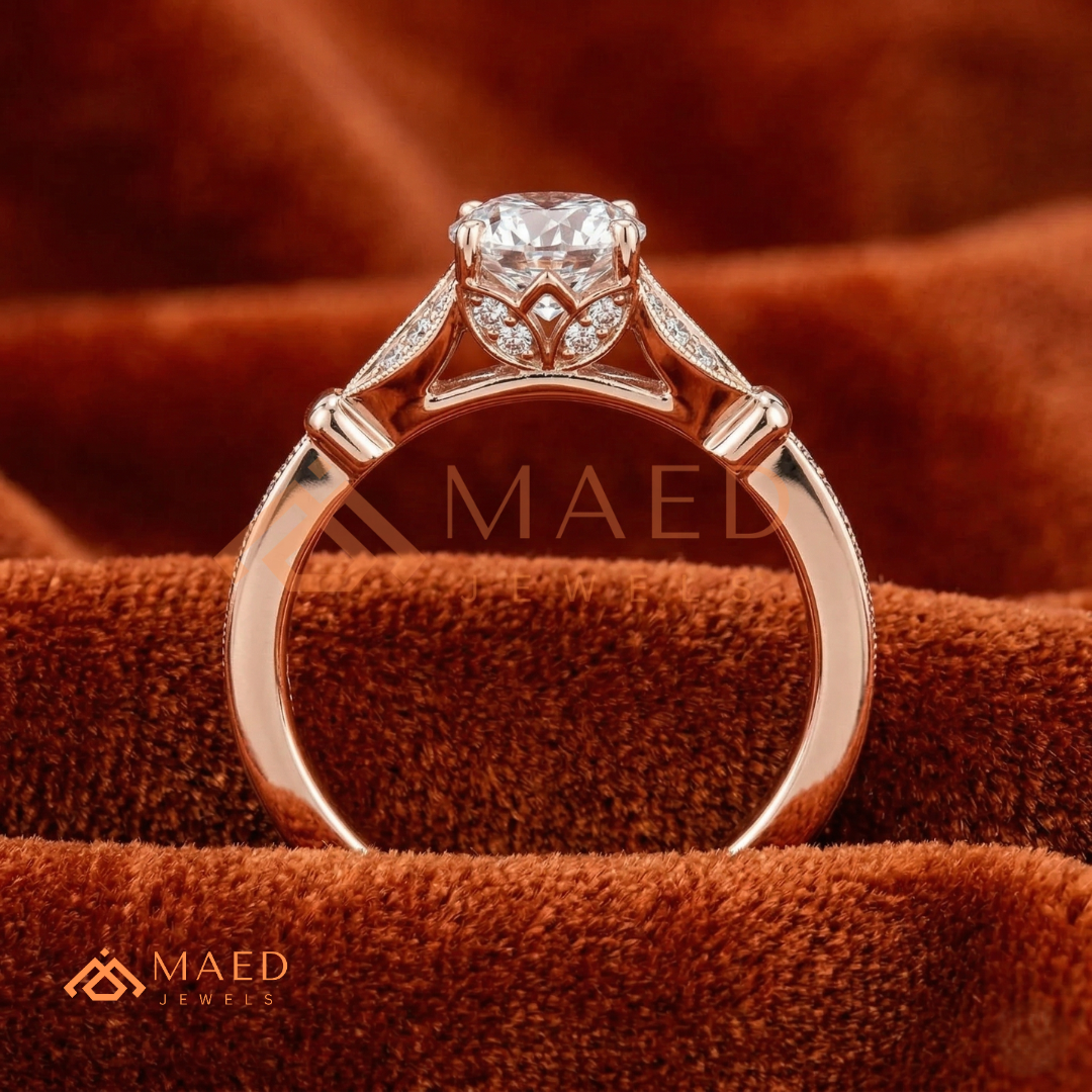 The Grace Radiant Cut Solitaire Engagement Ring with Pave Twist Band in Silver, 14K Gold & 14K Rose Gold