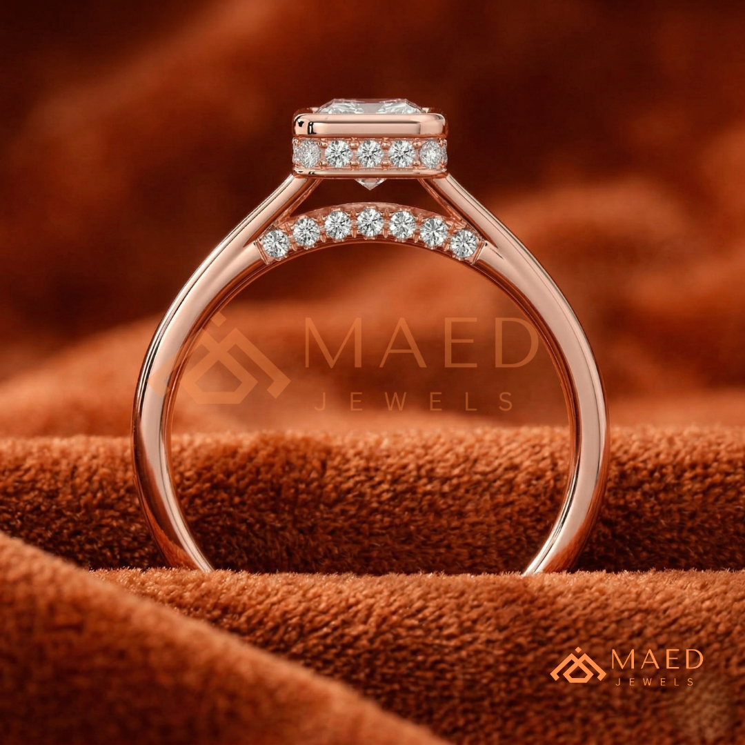 Radiant Cut Diamond Bezel Solitaire Ring | 14k Gold, Rose Gold & Sterling Silver