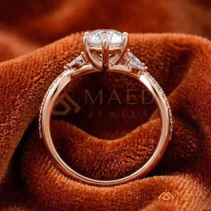 Pear Shaped Split Shank Promise Ring (Silver, 14K Solid Yellow/Rose Gold)