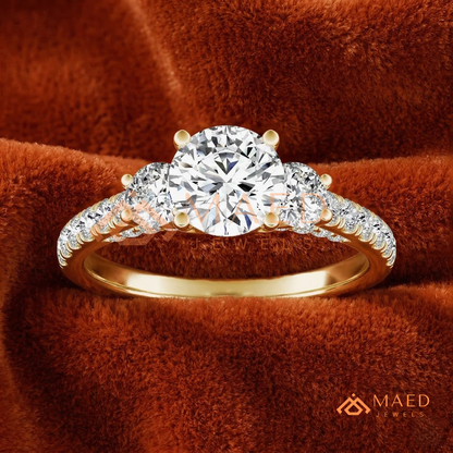 he Trinity Pave Band Ring | Round Brilliant Three-Stone Anniversary Band